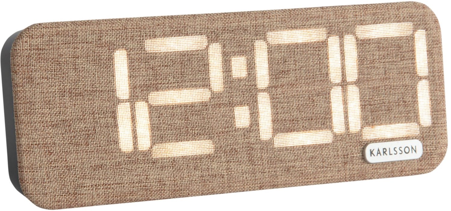 Karlsson Wekker Roanne - Mokkabruin - 17.6x3x6.6cm - Scandinavisch - Wekker voor slaapkamer - Wekkers