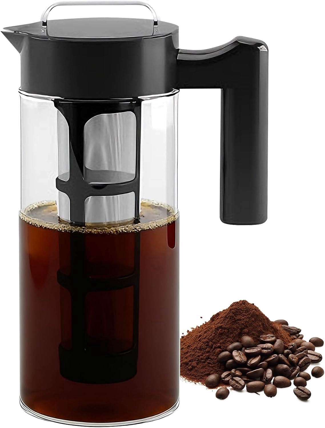 Cold Brew Coffee Maker, 1.3 Litres, Coldbrew Coffee Maker with 304 Stainless Steel Filters, Glass Decanter with Spout - ShopVlot
