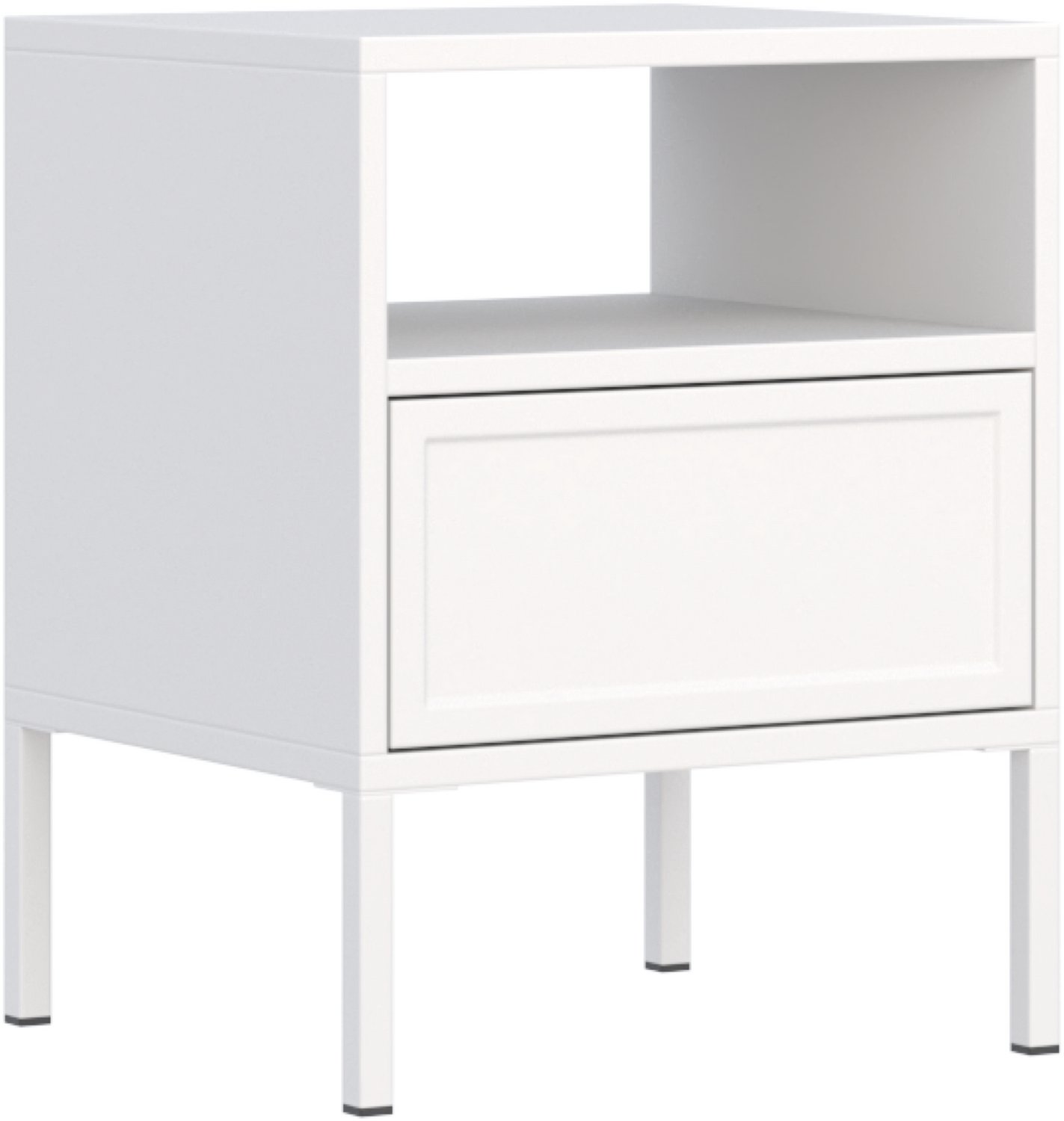 Selsey Velveto – nachtkastje met lade en open vak, wit, 45 cm