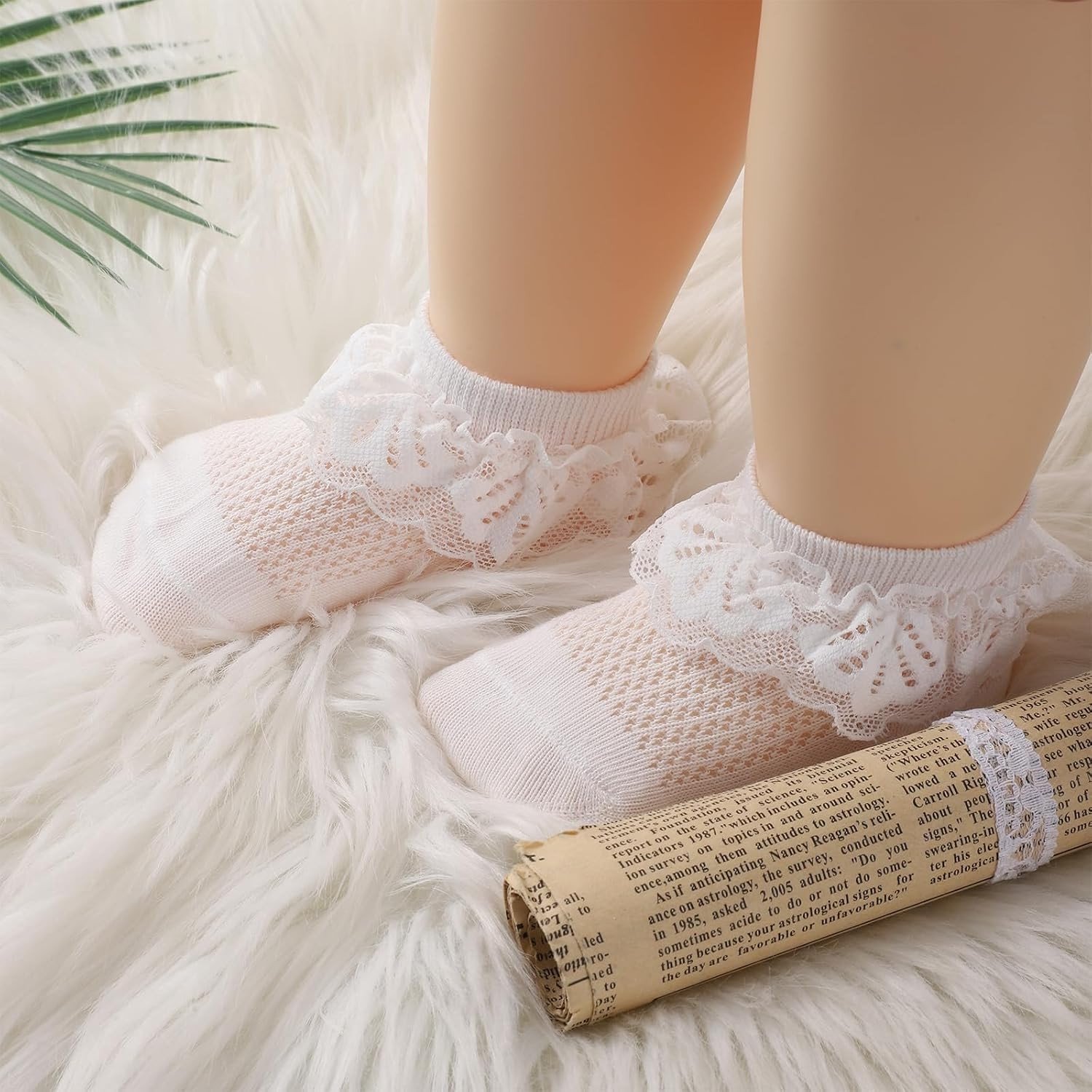 Schattige Rimpel Baby Sokken voor Meisjes - Antislip, Lace Design, Perfect voor Doop en Feestjes - Geschikt voor 6-12 Maanden Oud