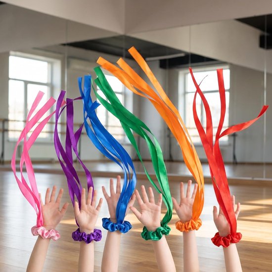 6 Stuks Kindervriendelijke Rhythm Streamers Kleurenrijke Dansriem Wristband Draagbare Gymnastiek Prop voor Feestjes Speelactiviteiten — afbeelding 5