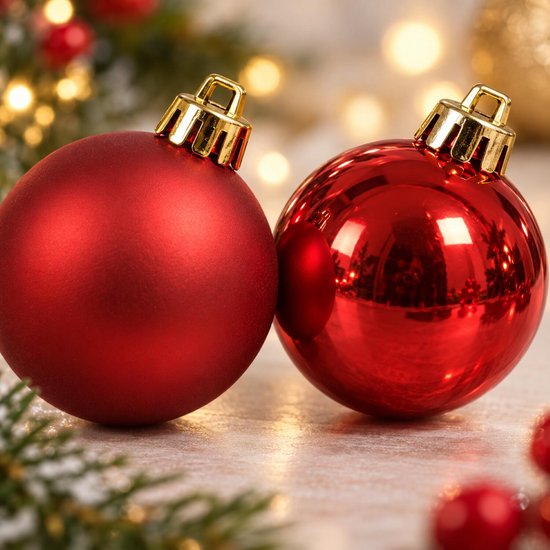 Decoris kleine kerstballen - 32x st - rood - 4 cm - kunststof - kerstversiering