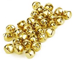 YIGO 50pcs 25mm(1 inch) Iron Loose Beads Small Jingle Bells Christmas Decoration Pendants DIY Crafts Handmade Accessories (25MM(1 inch), Gold)
