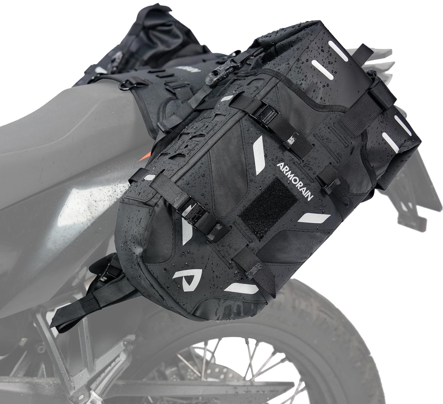 ARMORAIN Motorfiets Zadeltassen Waterdicht 40L Rackless Bagagesysteem Basis Verwijderbaar 2026 Voor Avontuur, Rijuitrusting (20L*2) (Zwart)