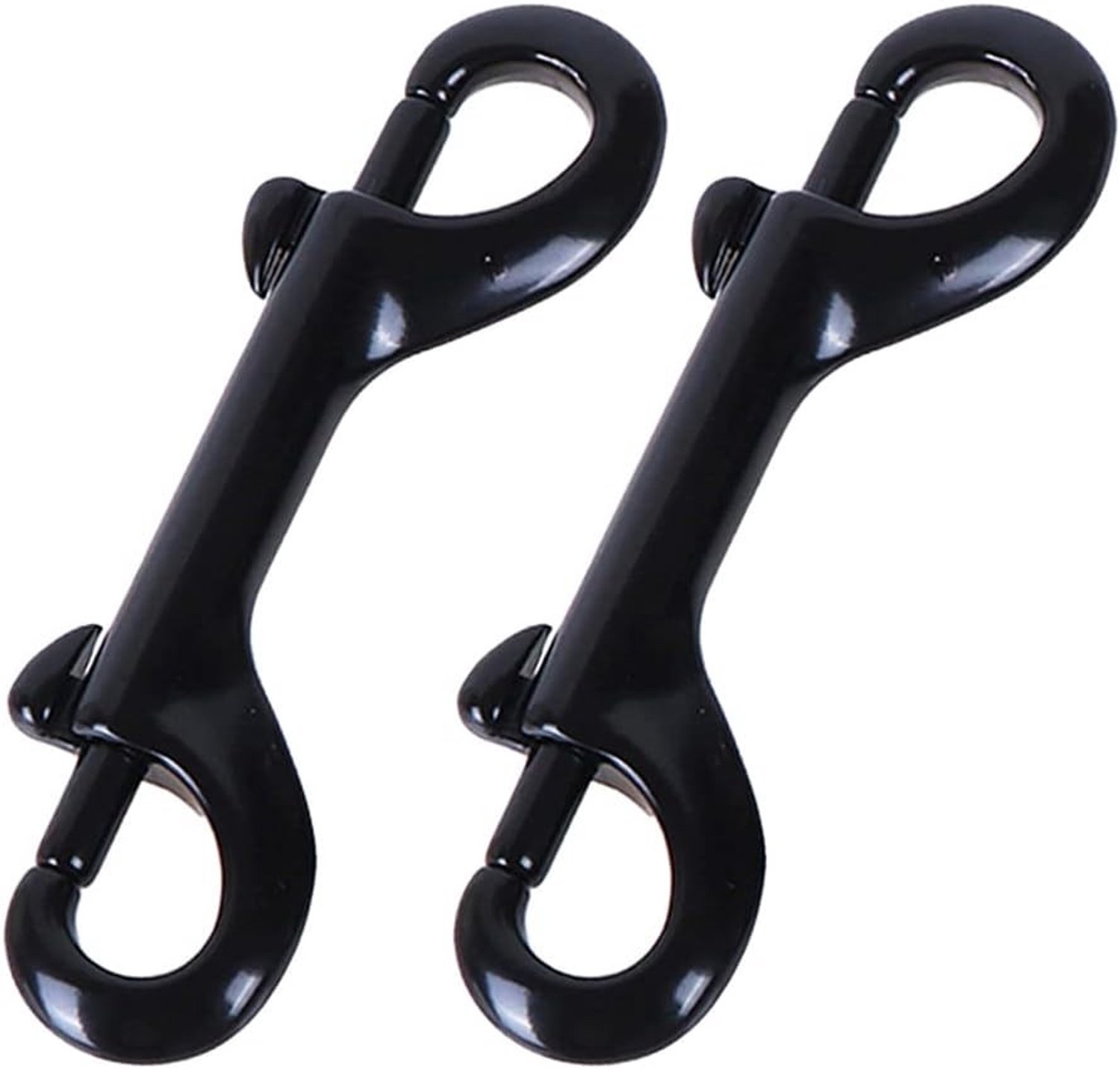2 Stuks Dubbele Eind Bolt Snap Haken van Zinklegering voor Hondenriem, Halsband en Paardentuig - Zwart, Sterke Metalen Veerhaak voor Dieren en Outdoor Gebruik