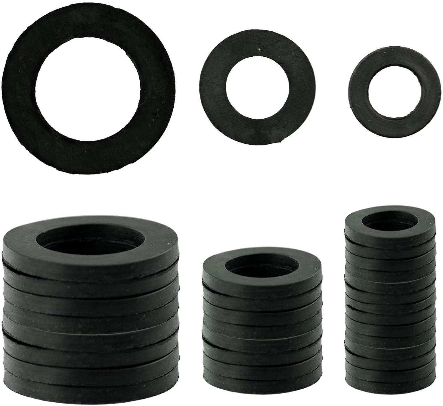 30 rubberen buisringen kraan afdichtringen O-ring rubber doucheslang sluitring, 1/2 inch, 3/4 inch, 25 mm (1,00 inch) OD 20 mm (0,8 inch) ID, zwart