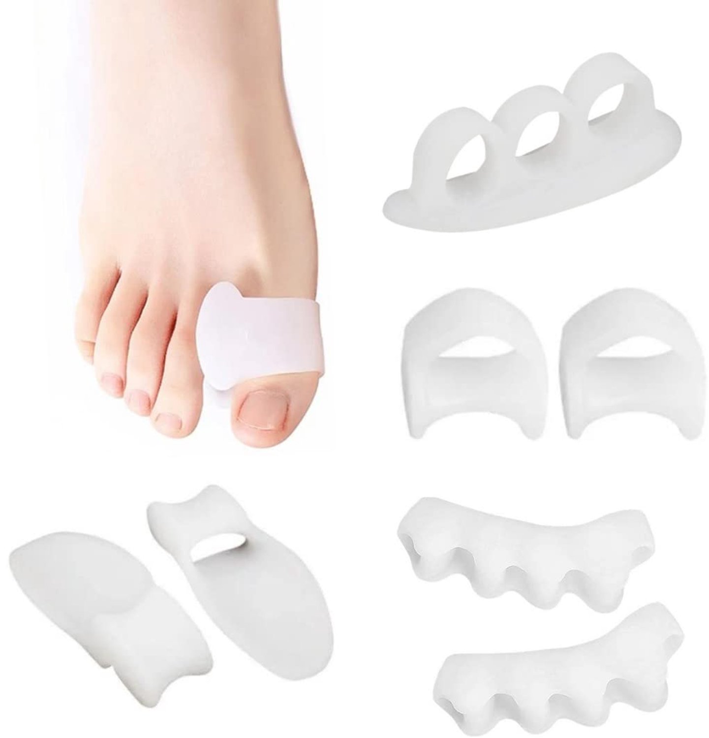 Correctoren van siliconen, teenspreider, hallux valgus-correctie, voetboog, verlichting bij voetpijn, 8 stuks.