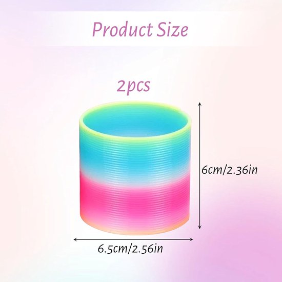 2 Stuks Regenboog Spring Set, Spiraal Regenboog Veer voor Volwassenen, Grote Rainbow Veer voor Feestgeschenken of Cadeaus (6.5 x 6cm) — afbeelding 4
