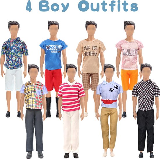 27 stuks kleding en accessoires voor Ken en Meisjes Poppen 1 Pak 5 Vrijetijdskleding Kleding 2 Zwembroek, 1 Avondjurk 2 Jurken 2 Casual Kleding 2 Badpakken 14 Schoenen — afbeelding 4