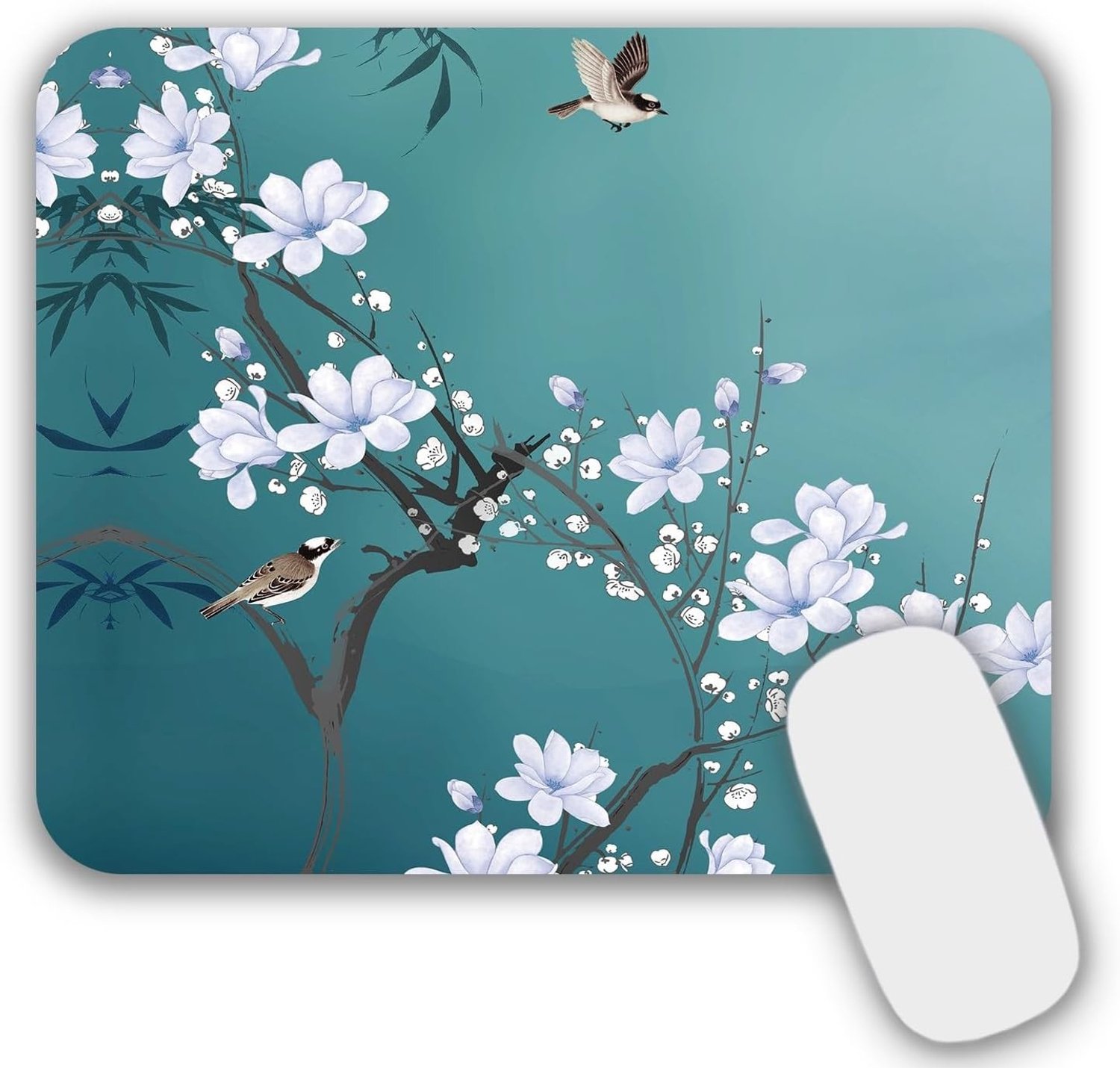 Kleine Muismat met Bloemen- en Vogelpatroon, 200 x 240 x 3 mm, Perfect voor Thuis en Kantoor