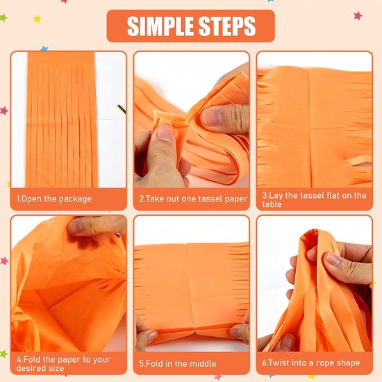 30 Stuks Quasten Slinger Decoratie Oranje Beige van Papier – Quasten Slinger van Zijdepapier voor Feest Tuinfeest Woonkamer Herfst Decoratie – Wanddecoratie Tafeldecoratie Verjaardag Bruiloft — afbeelding 2