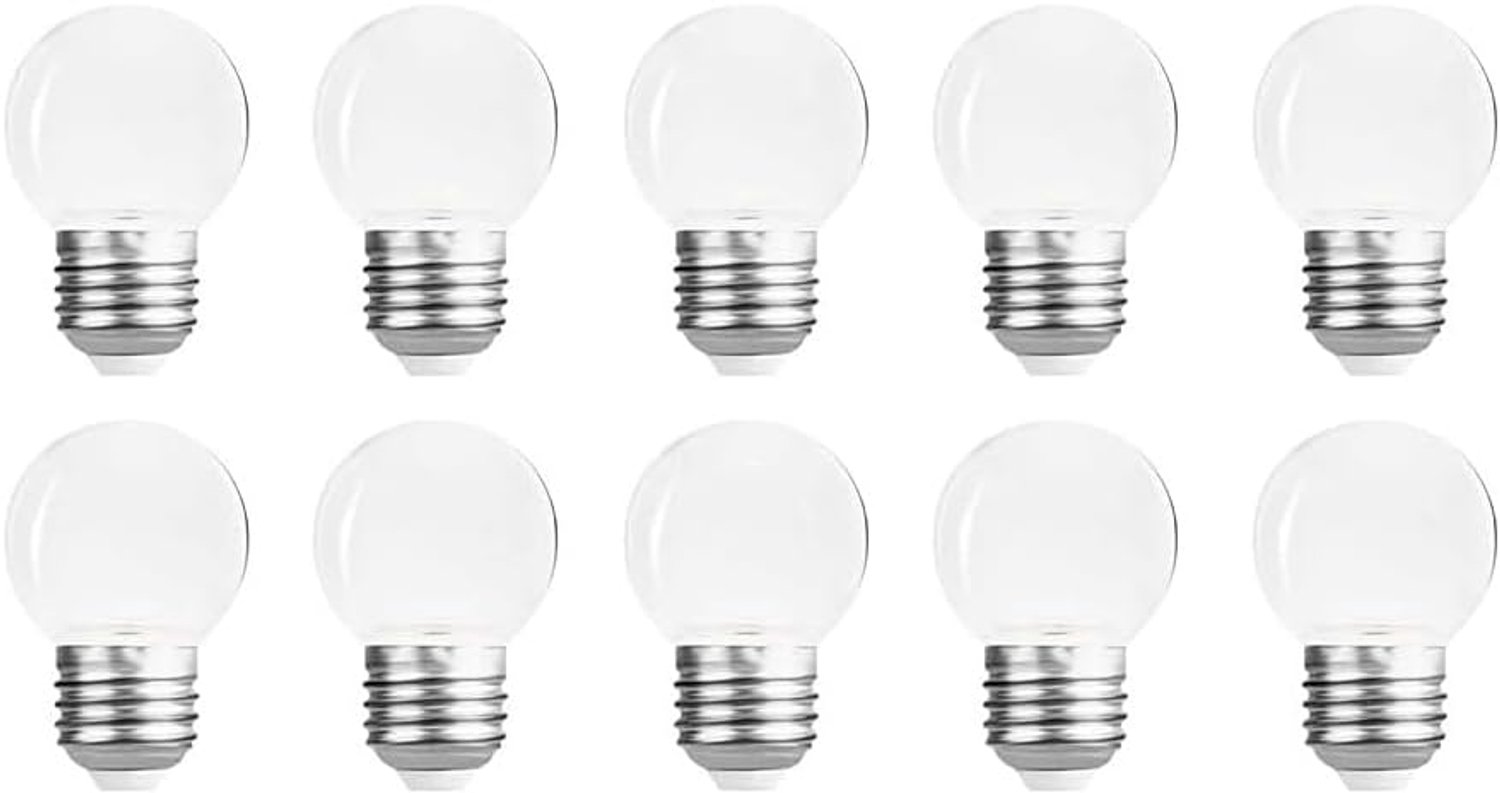 E27 LED-gloeilamp, gekleurde gloeilamp, 2 W, G45 golfbal, lichtketting, kleurrijk, 20 W gloeilamp, AC 220-240 V, helder koudwit Edison schroeflamp, niet dimbaar, 10 stuks