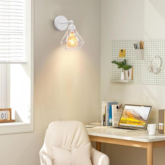 2 stuks Muurlampen Binnen Vintage Wandlamp Industriële Plafondlamp metalen kooi design Ø 160 mm Retro Verstelbare 180° verlichting voor Keuken Woonkamer Slaapkamer — afbeelding 2