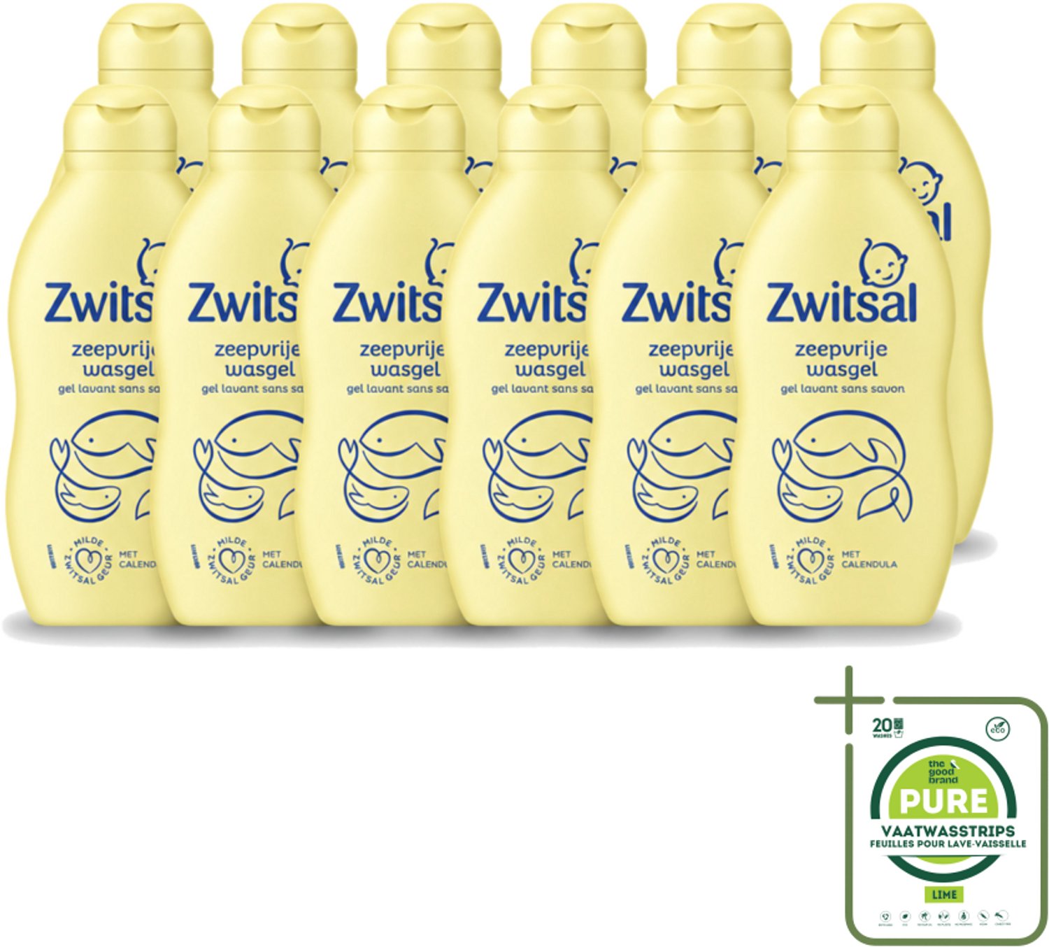 12 x Zwitsal – Wasgel – Zeepvrij – 200 ml - Grootverpakking - Vaatwasstrips - Baby Wasgel - Zeepvrije Wasgel - Babyhuid Verzorging - Wasgel Voor Baby - Anti-prik Wasgel