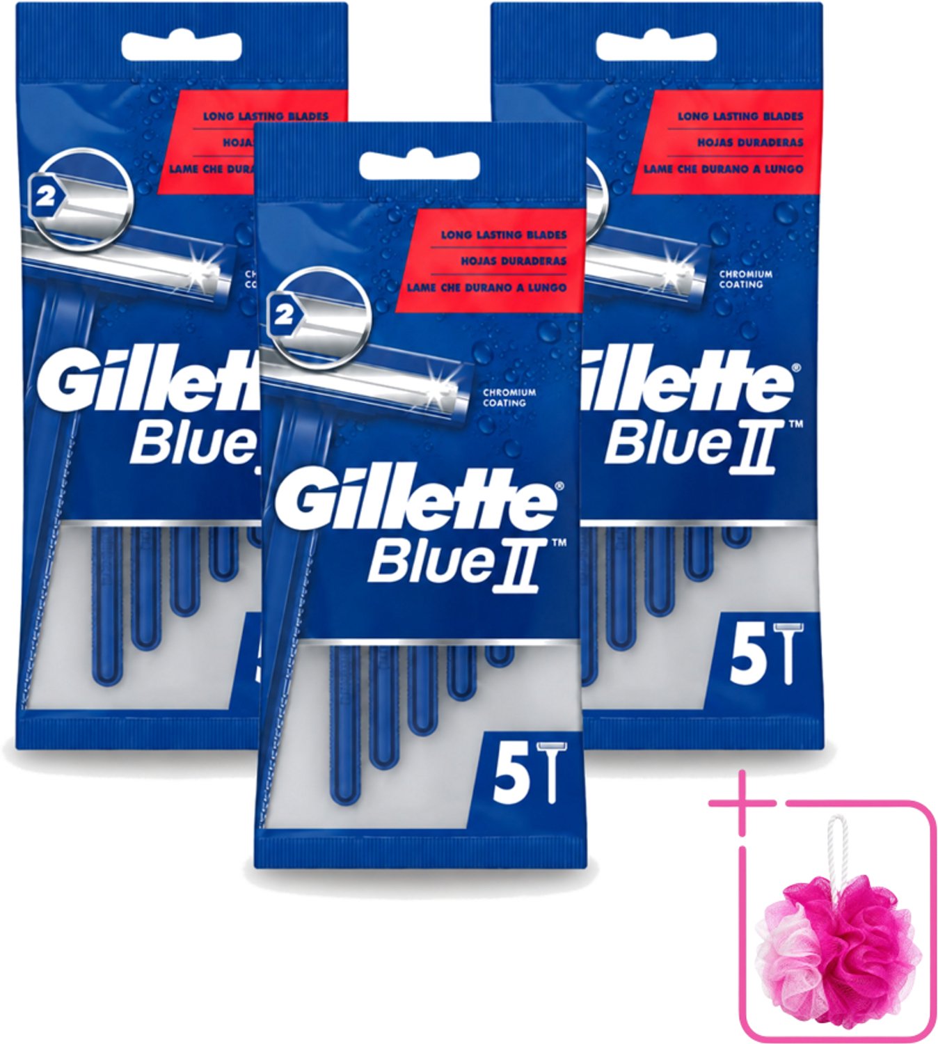 3 x Gillette - Blue II - Wegwerpscheermesjes - Precisie & Comfort - 5 Scheermesjes - Bulkverpakking - Scheermesje - Wegwerpscheermesje