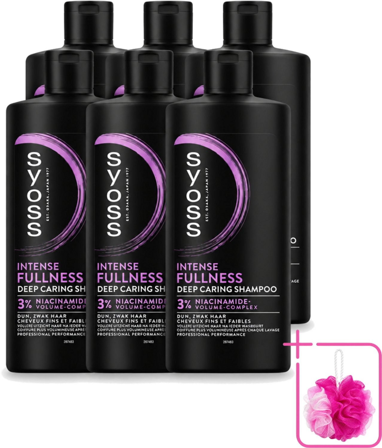 6 x Syoss – Shampoo – Intense Fullness – 440 ml - Bulkverpakking - Volume shampoo - Douchemop - Volumeshampoo