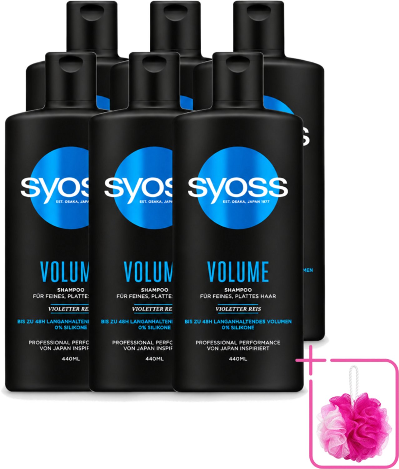 6 x Syoss – Shampoo – Volume – 440 ml - Bulkverpakking - Volume shampoo - Douchemop - Fijn haar shampoo