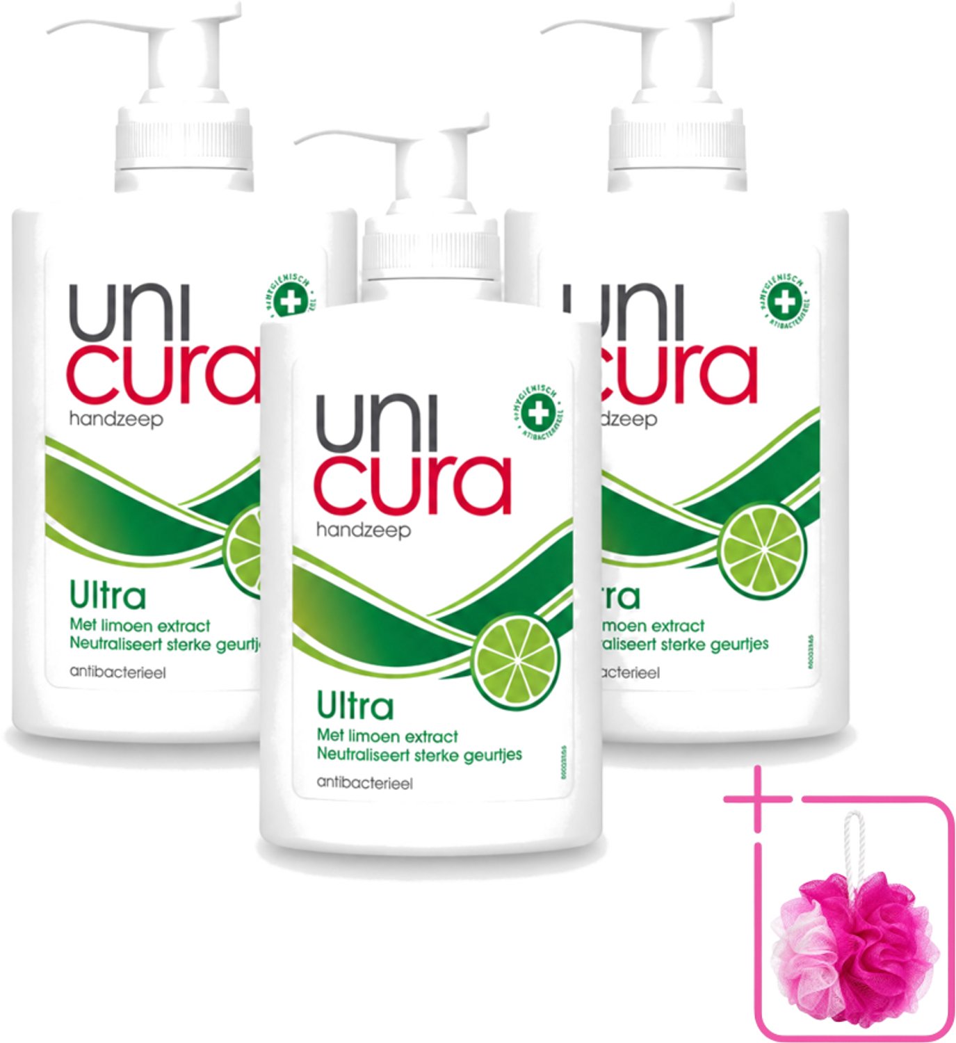 3 x Unicura - Vloeibare Zeep Ultra - Verzorgend - 250 ml Pomp - Bulkverpakking - Handzeep - Douchemop - Antibacteriële handzeep