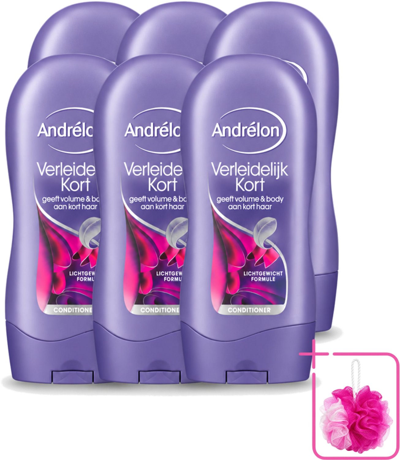 6 x Andrélon - Verleidelijk Kort - Conditioner - Voor Kort Haar - 300 ml - Bulkverpakking - Kort haar conditioner - Douchemop - Volume voor kort haar