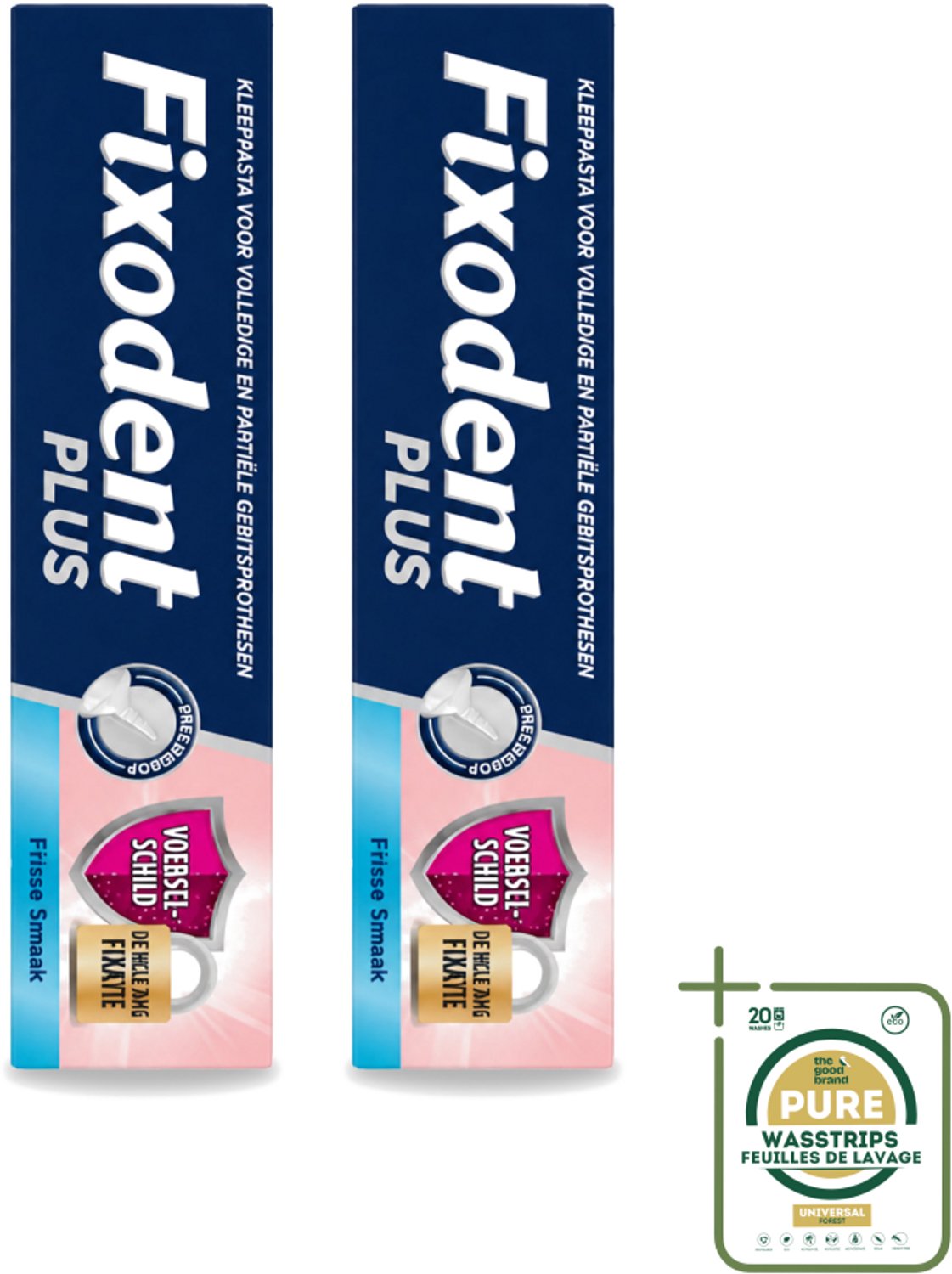 2 x Fixodent Plus – Kleefcrème – Food Barrier – Frisse Smaak – 40 g - Wasstrips - Kleefpasta - Kunstgebit - Food Barrier - Voedselresten - Frisse Muntsmaak