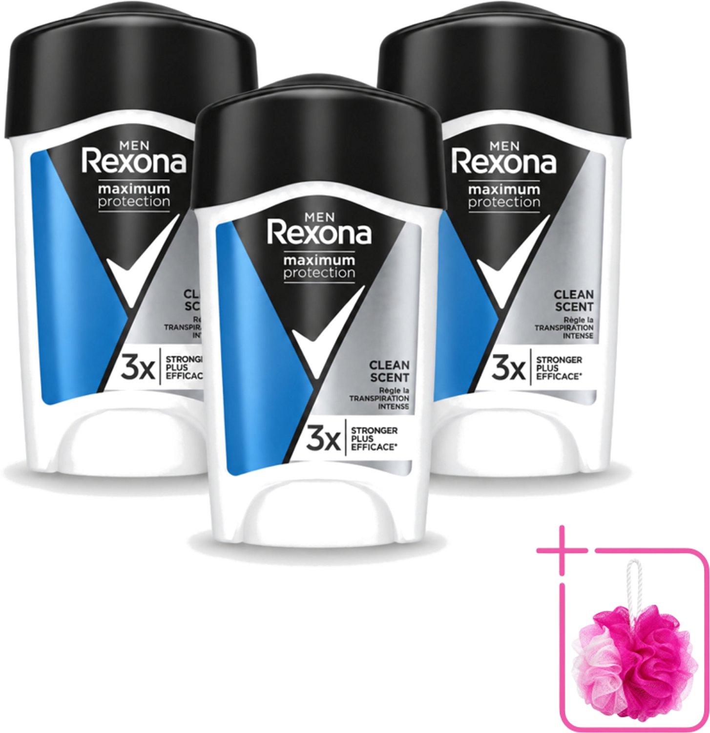 3 x Rexona Men – Anti-Transpirant Stick – Maximum Protection Clean Scent – 45 ml - Bulkverpakking - Anti-transpirant - Zweetbestrijding