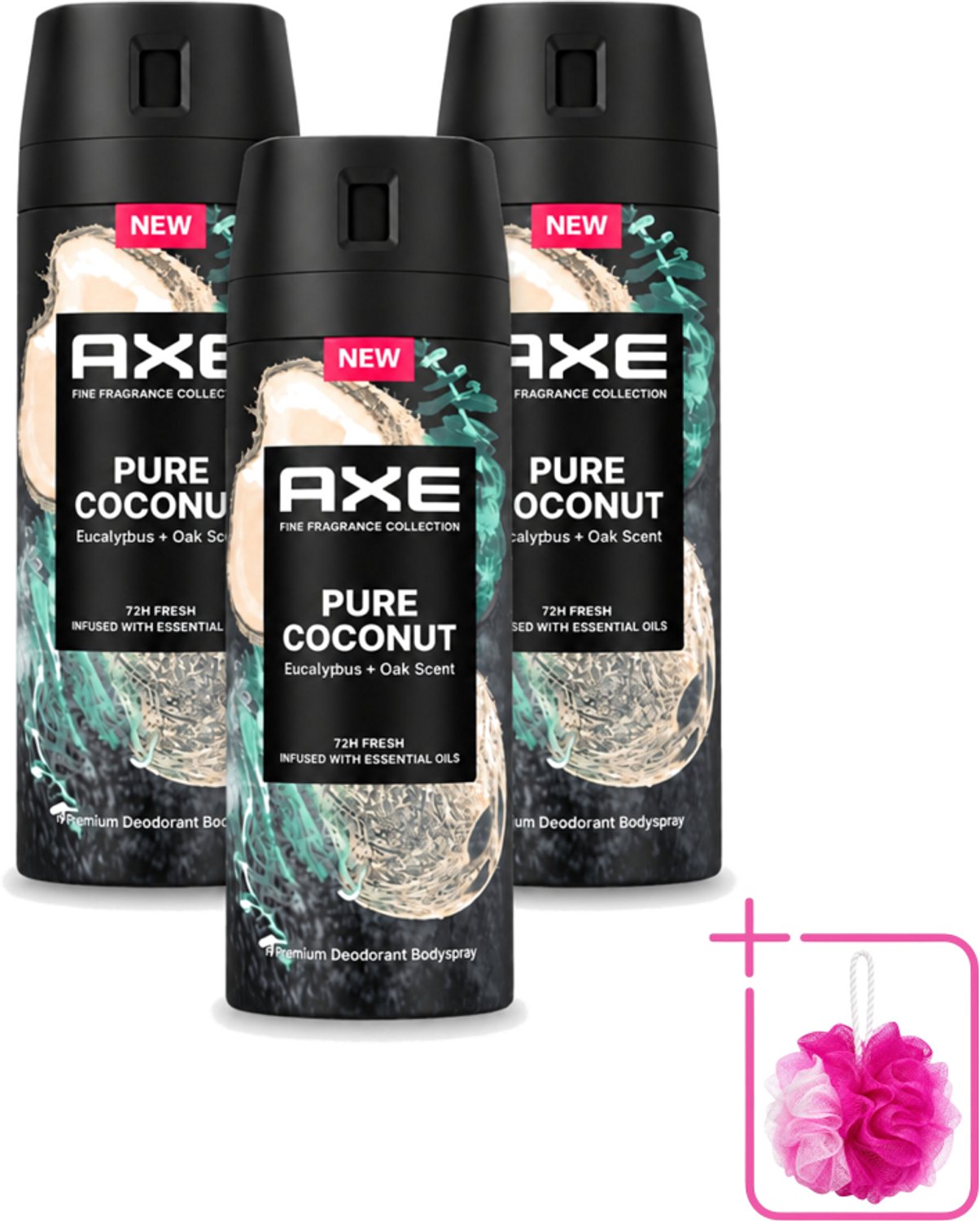 3 x Axe – Deodorant Spray – Pure Coconut – 150 ml - Bulkverpakking - Deodorant spray - Kokosgeur