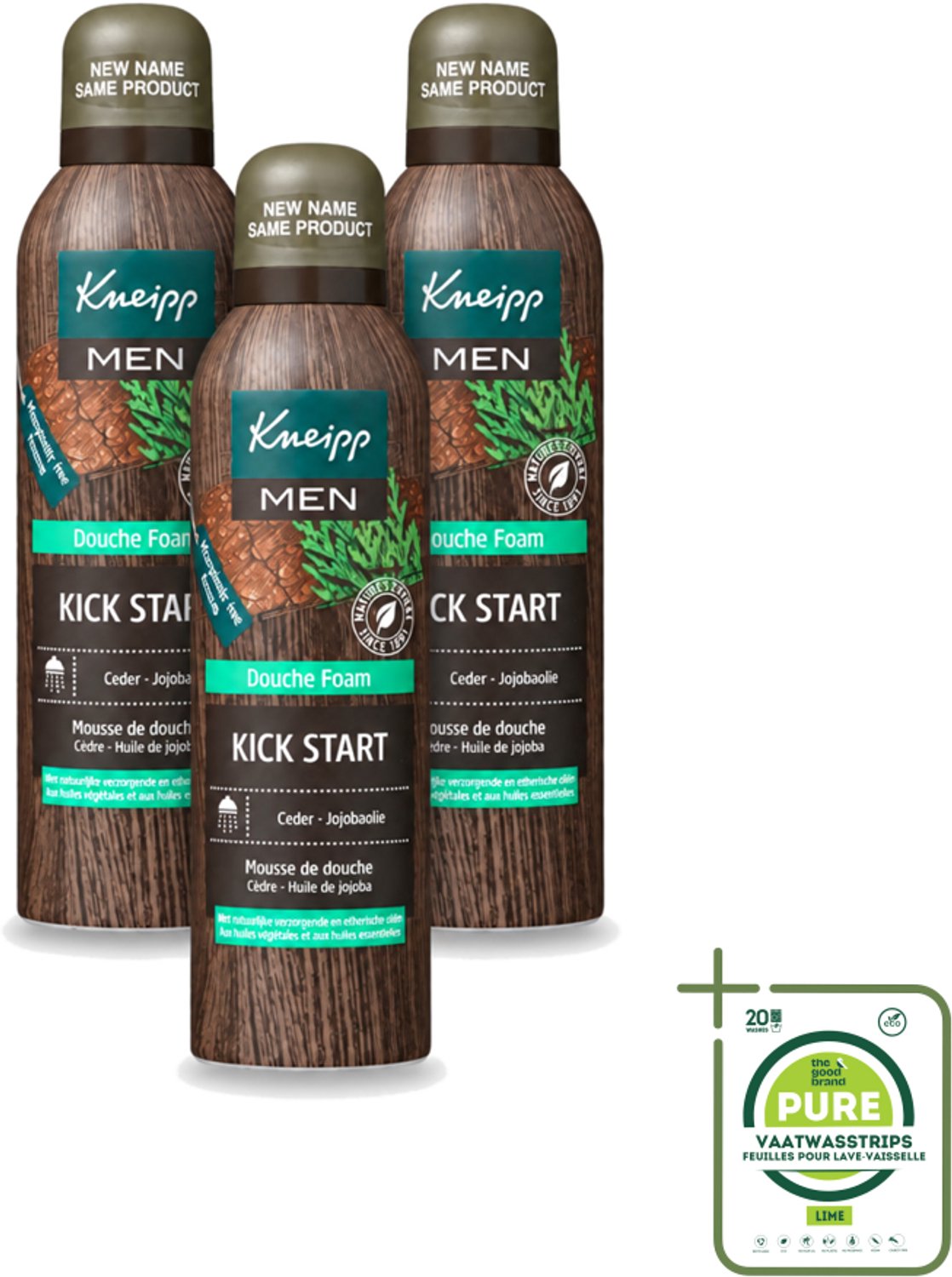 3 x Kneipp - Douchefoam - Ceder & Jojobaolie - Verzorgend - Vegan - 200 ml - Grootverpakking - Vaatwasstrips - Douchefoam - Ceder - Jojobaolie - Vegan - Schuim