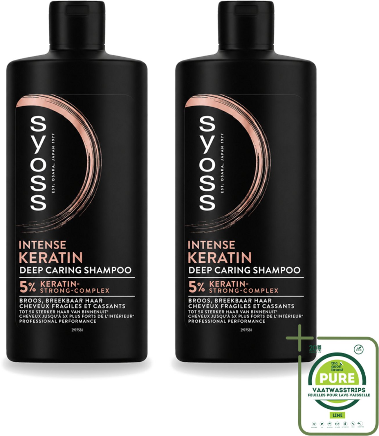 2 x Syoss – Shampoo – Keratin Deep Caring – 440 ml - Grootverpakking - Vaatwasstrips - Keratine Shampoo - Haarversterking - Haarherstel - Beschadigd Haar - Breekbaar Haar