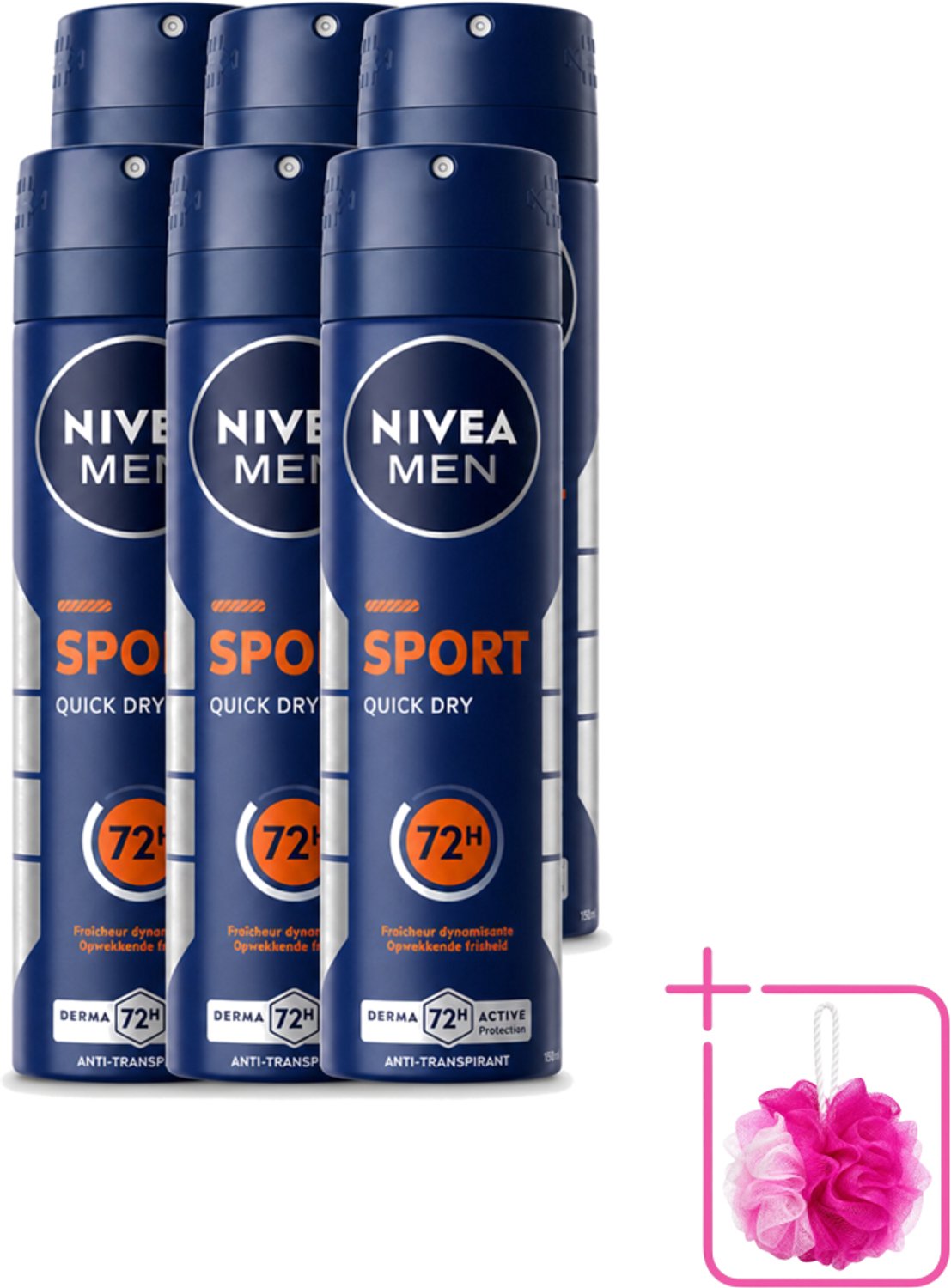 6 x Nivea - Men - Sport - Anti-Transpirant - Deodorant Spray - 150 ml - Bulkverpakking - Sport deodorant - Anti transpirant