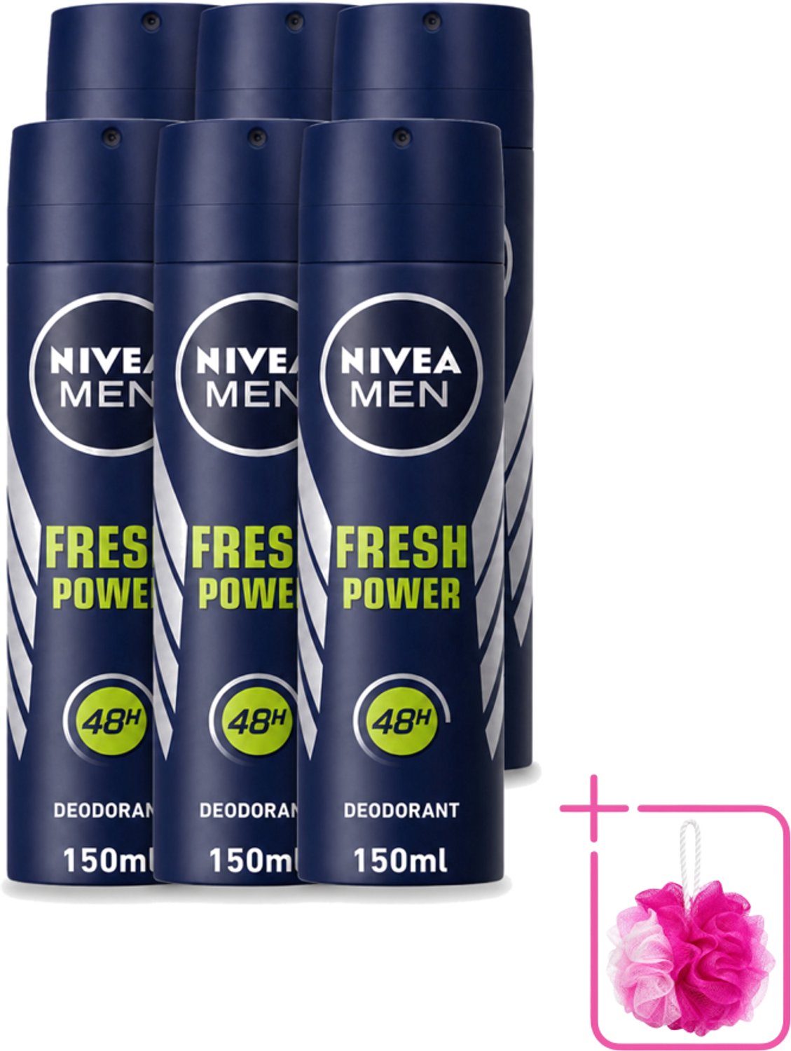 6 x Nivea - Men - Deodorant - Spray - Fresh Power - 48 Uur Lang Werkend - 150 ml - Bulkverpakking - Deodorant spray - Anti-transpirant
