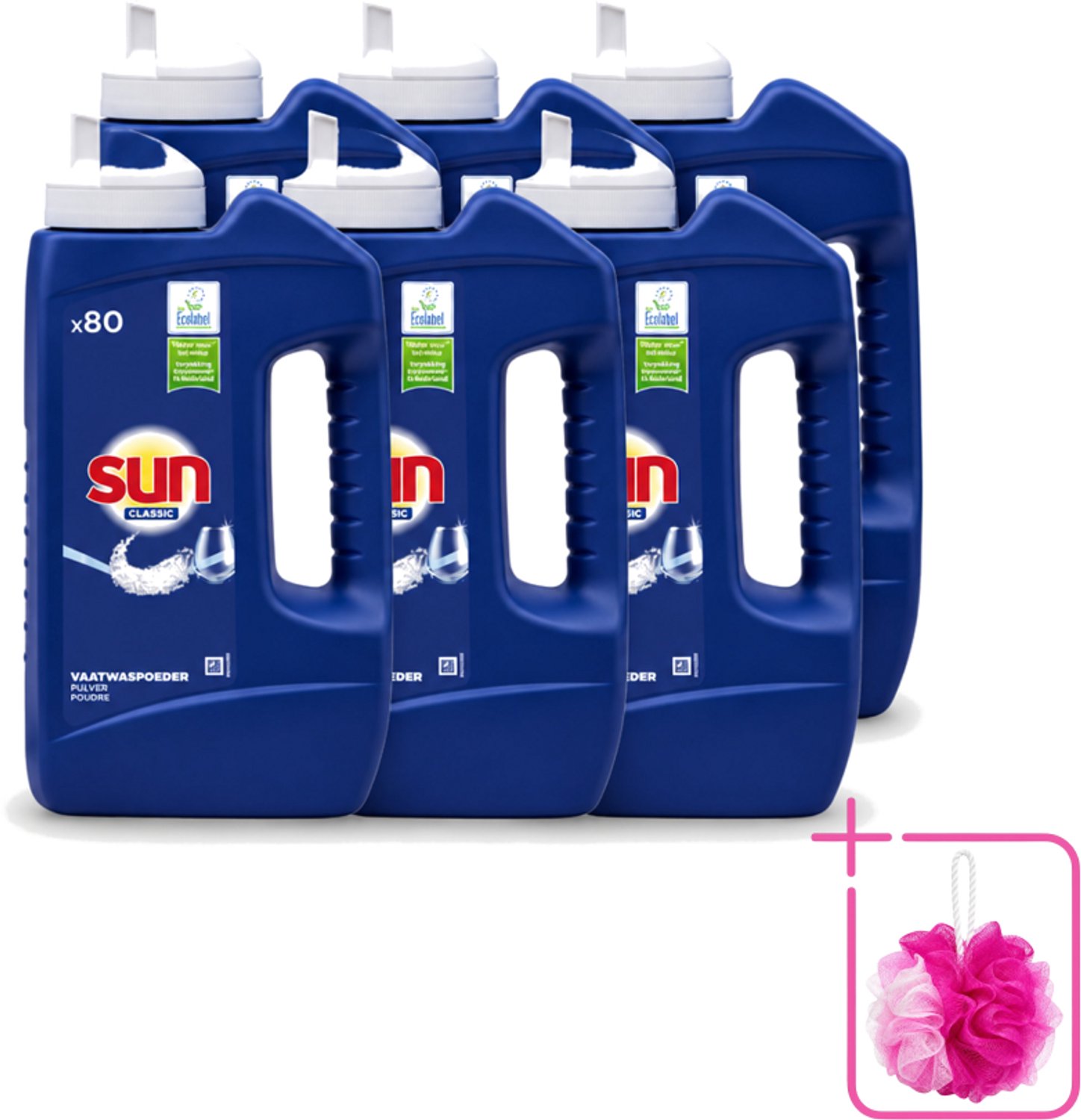 6 x Sun - Vaatwaspoeder - 80 Wasbeurten - 1.36 kg - Bulkverpakking - Vaatwaspoeder - Douchemop - Vaatwasmachine