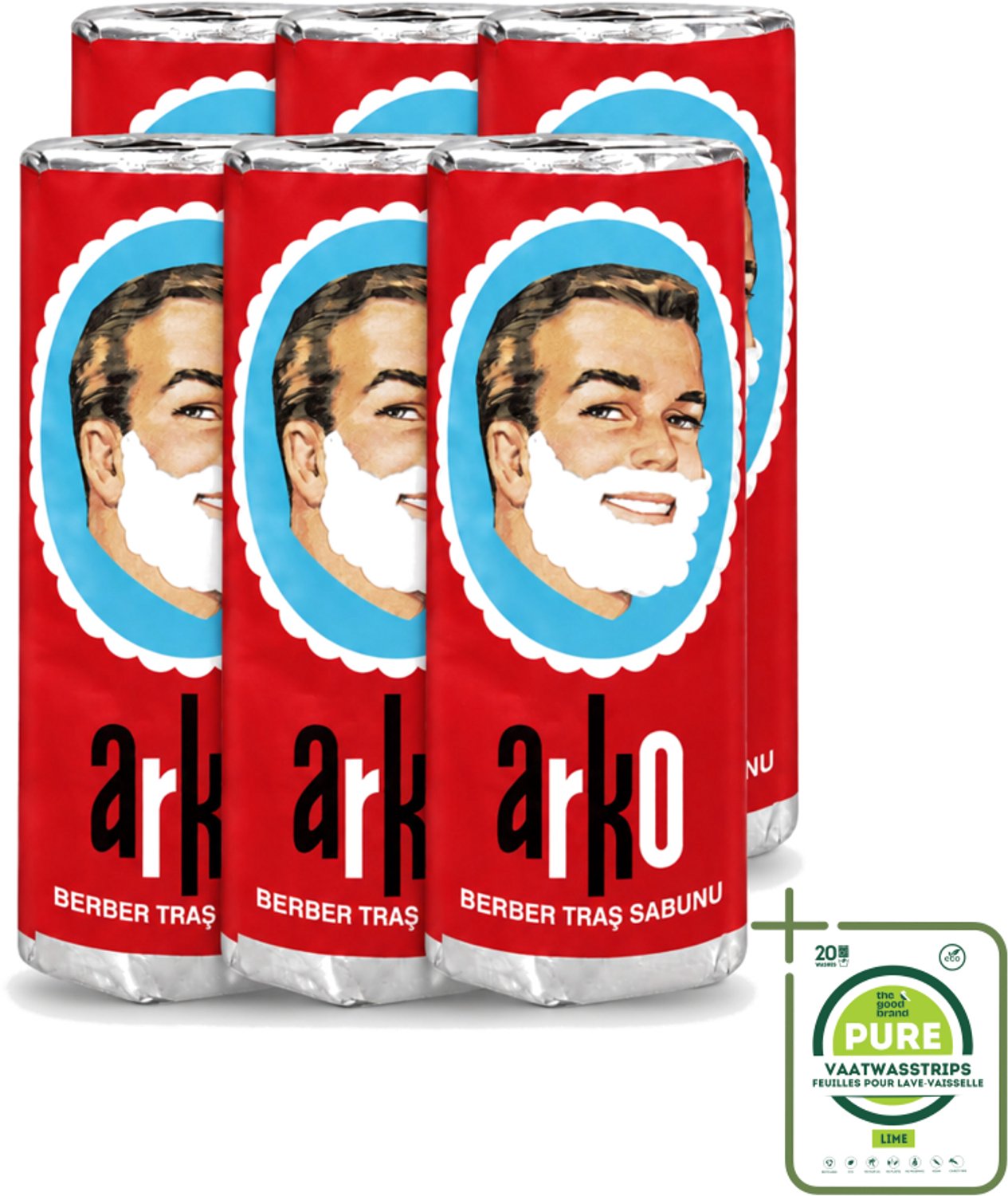 6 x Arko - Scheerzeep - Verzorgt en Beschermt de Huid - 75 ml - Grootverpakking - Vaatwasstrips - Scheerzeep - Schuim - Traditioneel Scheren - Scheermes Bescherming - Turkse Scheerzeep
