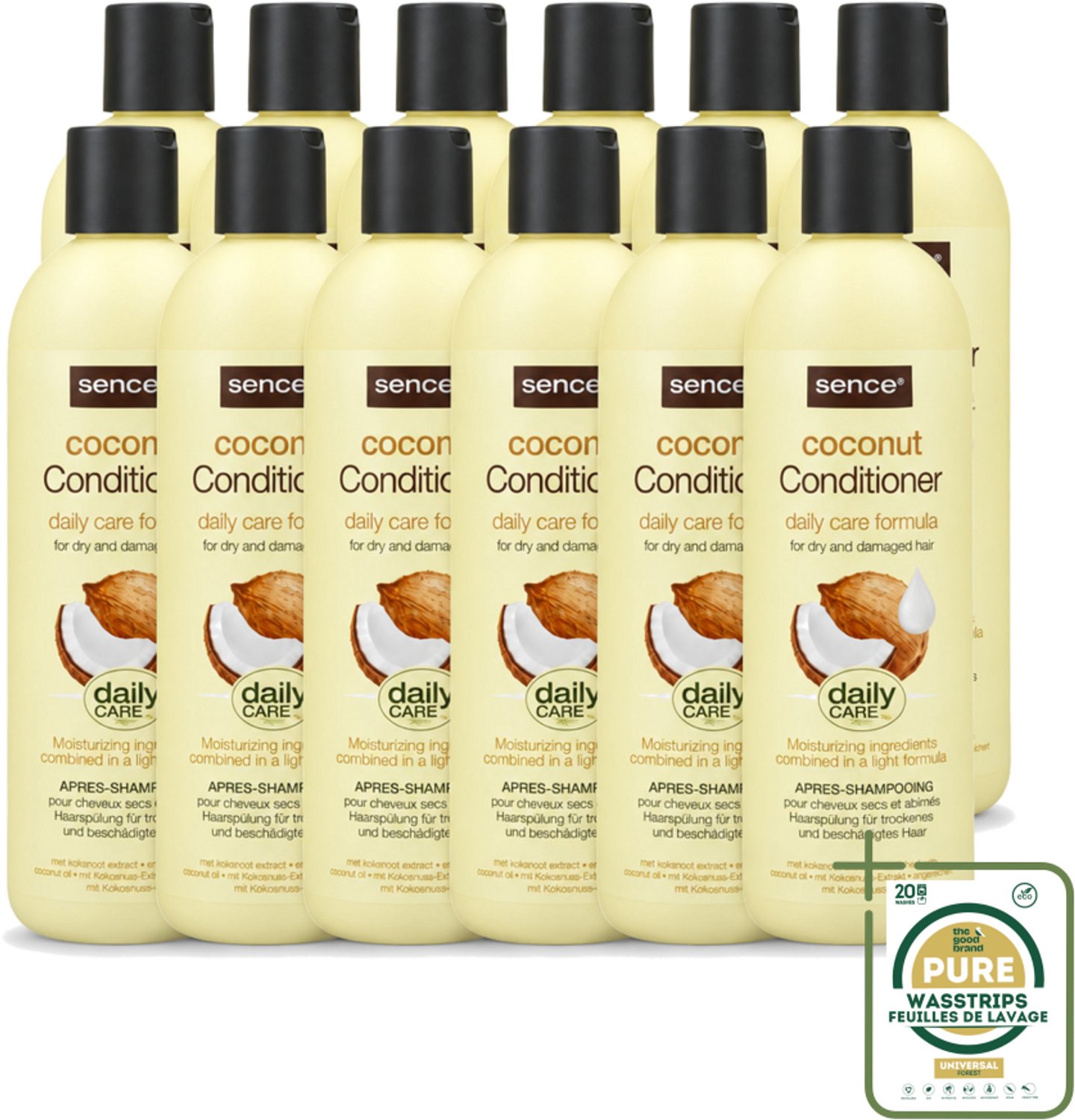 12 x Sence – Conditioner – Coconut – 400 ml - Wasstrips - Conditioner Voor Droog Haar - Kokos Conditioner - Voedend Haar - Herstel Voor Beschadigd Haar - Zachte Haar
