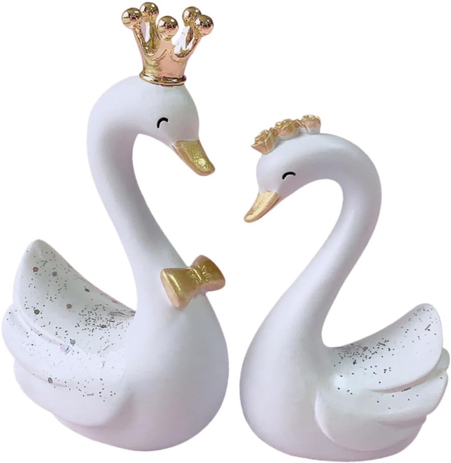 Kleine zwaan van kunsthars, 2 stuks, autodecoratie en taartdecoratie, zwaan, decoratie voor bruiloft, verjaardag en - ShopVlot