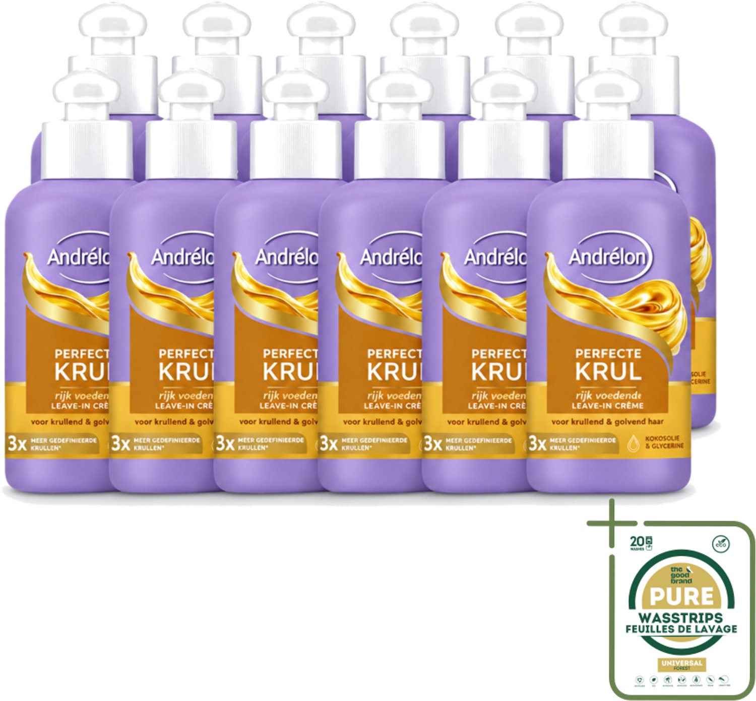 12 x Andrélon – Leave-In Crème – Perfecte Krul – 200 ml - Wasstrips - Krul Haar - Krul Haar Crème - Leave-in Crème - Krul Haar Verzorging - Krul Haar Voeding