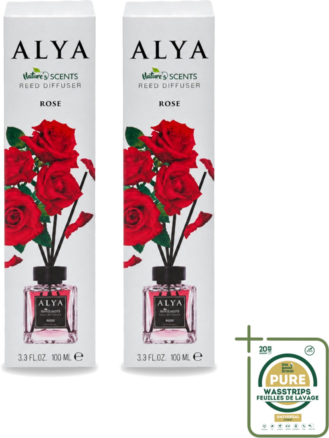 2 x Alya – Geurdiffuser – Rose – Interieurparfum - Wasstrips - Geurstokjes - Geurdiffuser - Geur - Geurverspreiding - Geur Olie