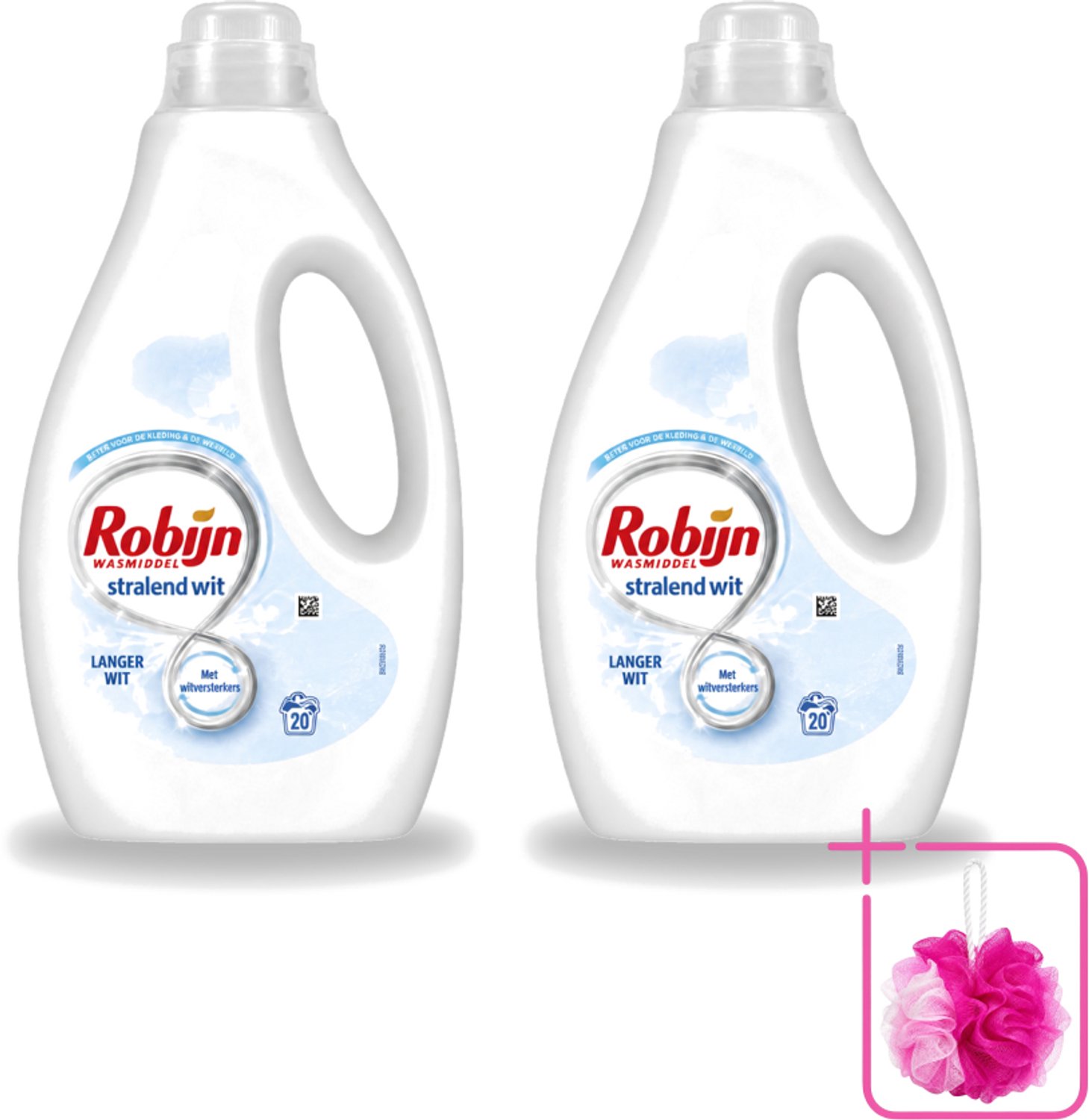 2 x Robijn – Vloeibaar Wasmiddel – Stralend Wit – 20 wasbeurten - Bulkverpakking - Wit wasmiddel - Douchemop - Stralend wit