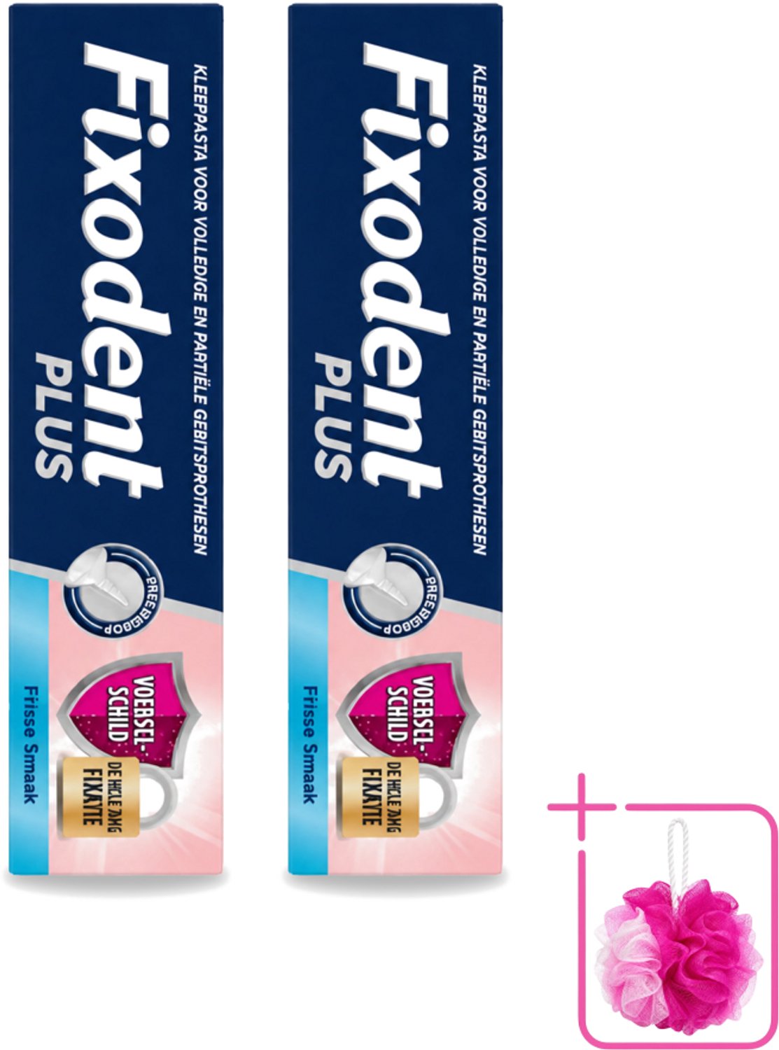 2 x Fixodent Plus – Kleefcrème – Food Barrier – Frisse Smaak – 40 g - Bulkverpakking - Kleefpasta kunstgebit - Douchemop - Voedselbarrière kunstgebit