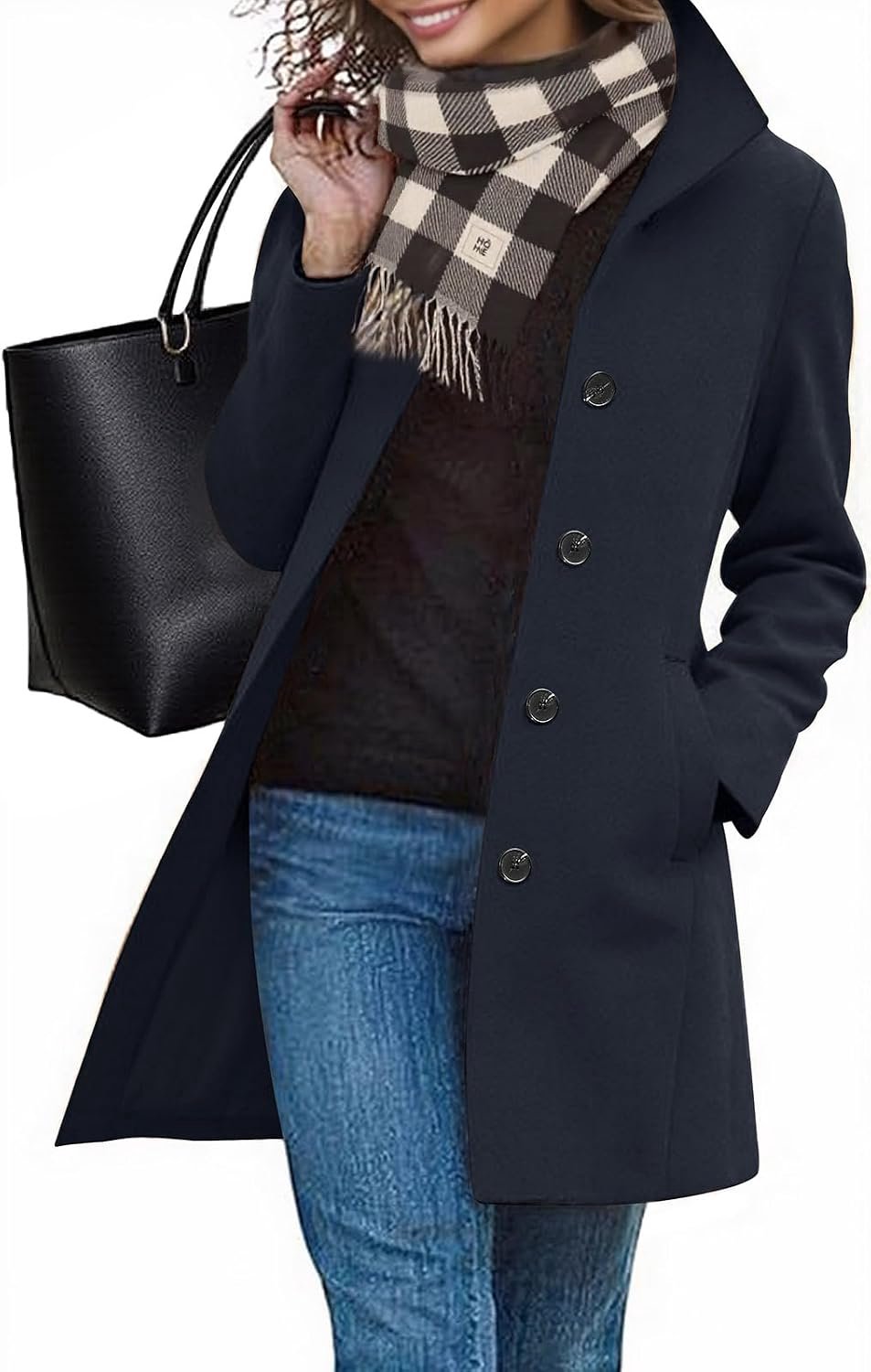 Damesjas, elegante lange jas, herfst, warm, casual, modieus, kraagjas, trenchcoat met knopen