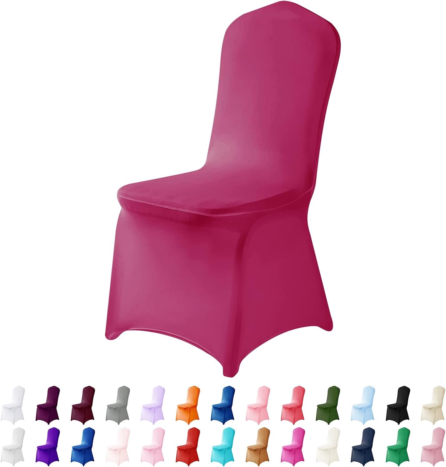 Spandex Stoelhoezen, 25 stuks, stoelhoezen, woonkamerstoelhoezen, afneembare stoelhoes, wasbare beschermer, stretch stoelhoes voor feest, banket, huwelijksevenement, hotel (Fuchsia)