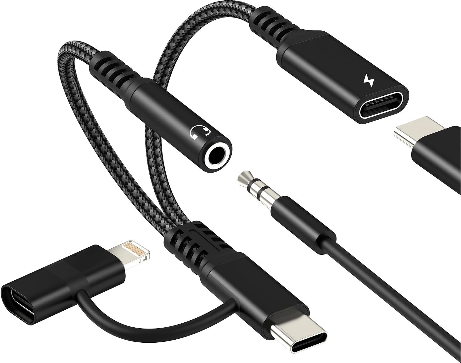 USB C naar jack adapter voor iPhone 17 16 15 14 13Pro Max Lightning-kabel, oplader, hoofdtelefoonaansluiting, AUX - ShopVlot