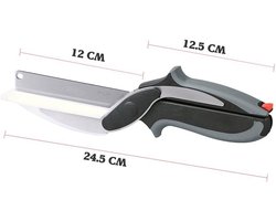 2-in-1 Clever Cutter met RVS Mes, Snijplank en Keukenmes voor Groenten, Vlees en Broodsnijden