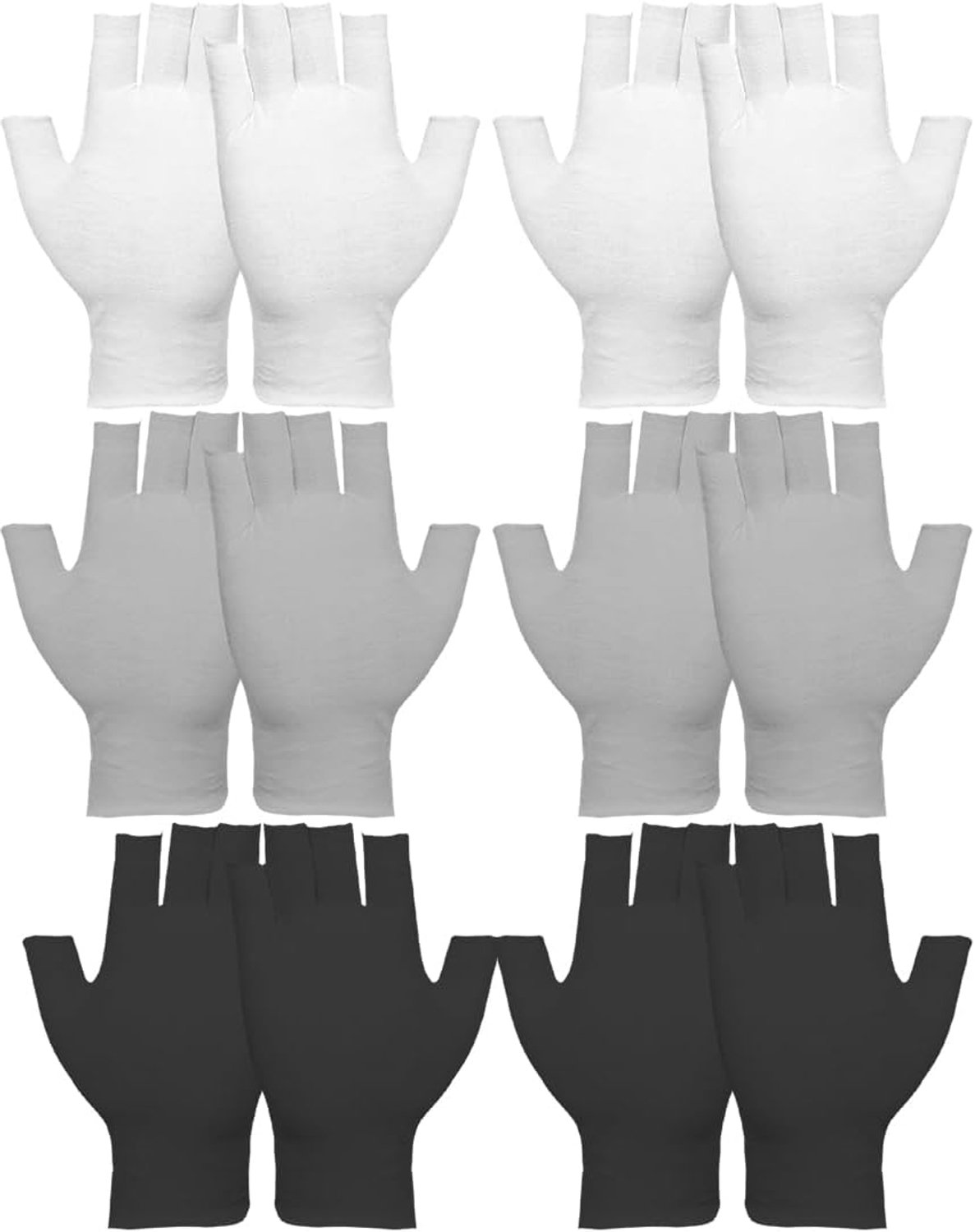 6 paar hydraterende handschoenen zonder vingers, witte katoenen handschoenen voor volwassenen, UV-beschermende - ShopVlot