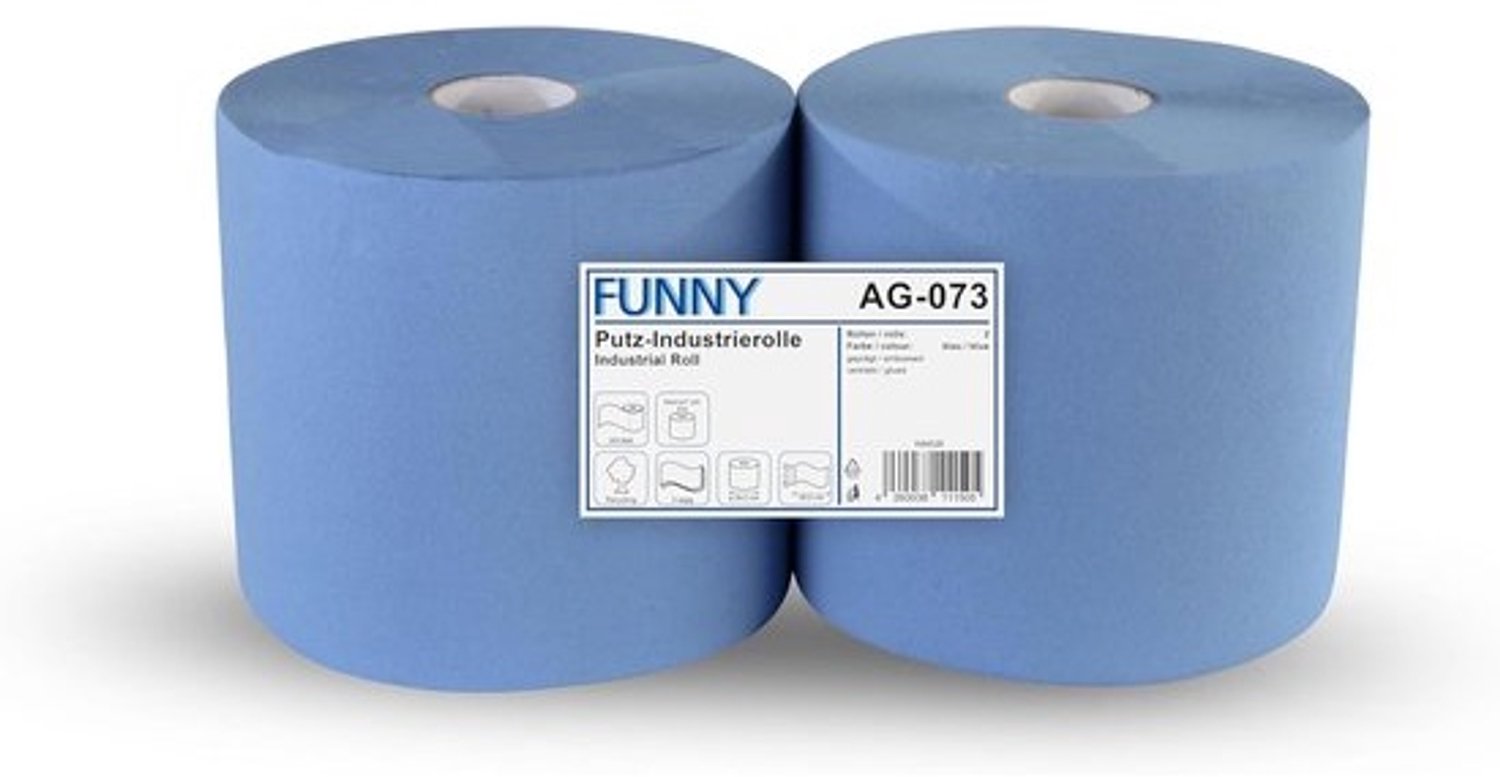 Gerecycled 3-laags poetspapier - Blauw - 26 cm, 500 vellen per rol