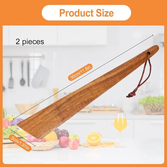 Spatels, 30 cm keukengerei hout, kooklepel, spatel, houten — afbeelding 2