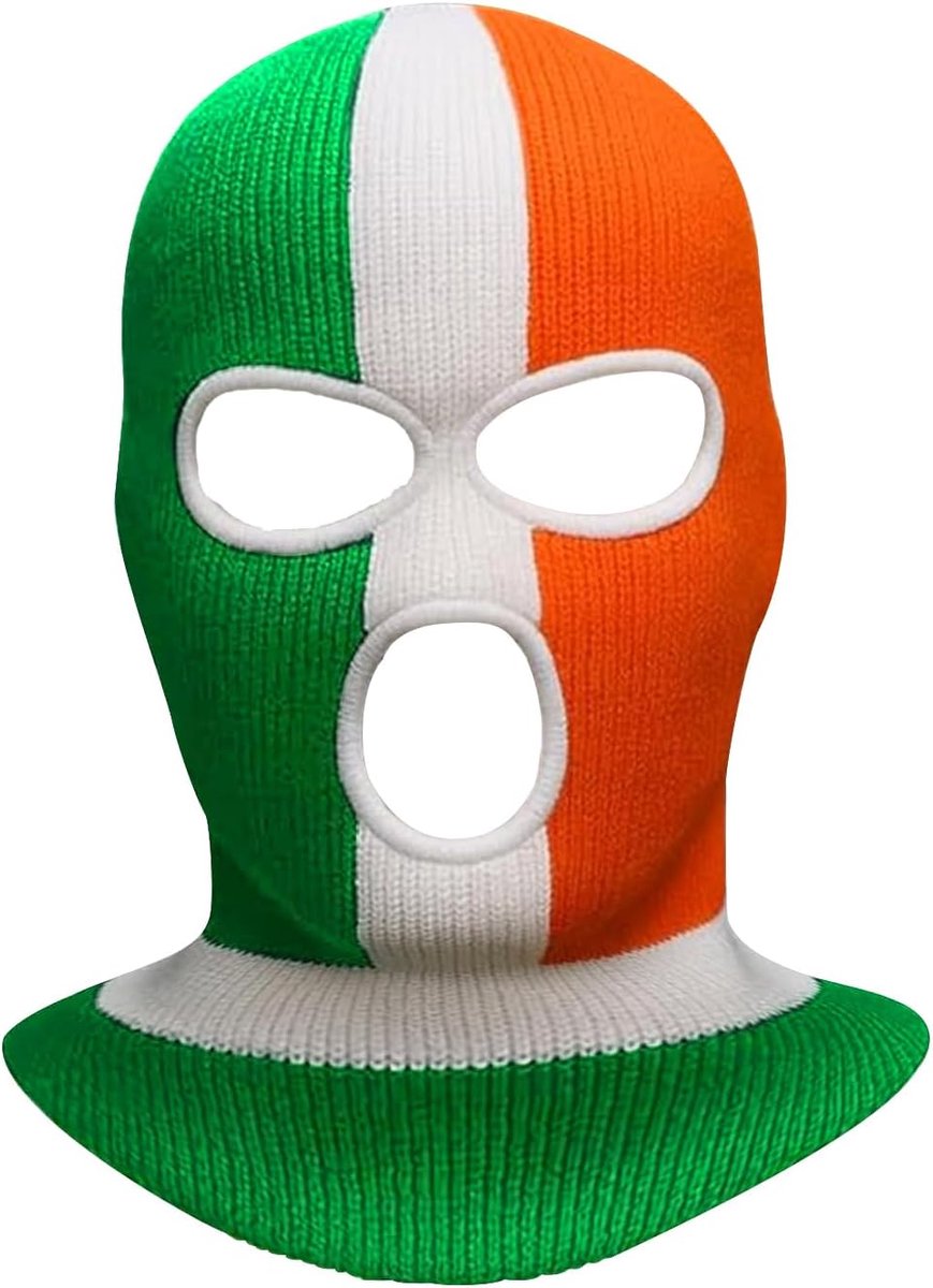 Bivakmuts voor Heren, Ierland Driekleur Gebreid Gezichtsmasker, Rekbare Balaclava voor St. Patrick’s Day, Skiën en Winter, Tortoiseshell Kneecap Ontwerp