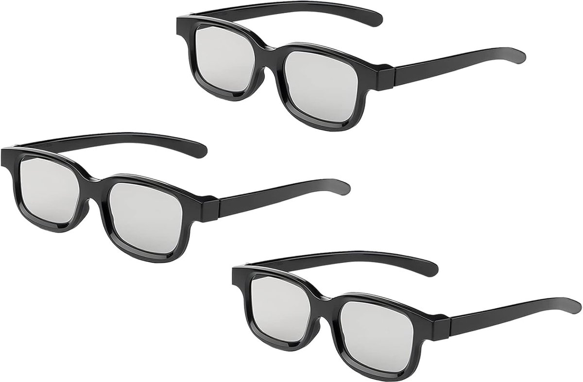 3D-bril, 3D-bril, 3D-bril, passief, gepolariseerd, flikkervrij, voor bioscoop en gepolariseerde 3D-televisie, compatibel met 3D-monitoren en projectoren (3 stuks)
