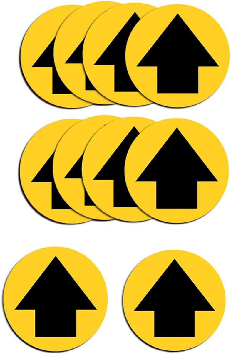10 Pack Social Distancing Floor Sticker 30 Inch Pijlrichting Vloer Stickers Markers Veiligheidsborden Sticker, Zelfklevend, 30 x 30 cm