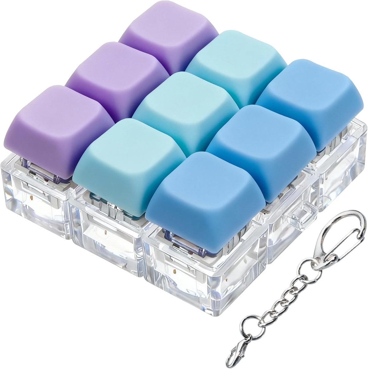 Fidget speelgoed, stressvermindering voor volwassenen, decompressietoetsenbord, fidget clicker met ledlicht, clicker keycap, speelgoed, fidget toetsenbord, sleutelhanger voor kantoor