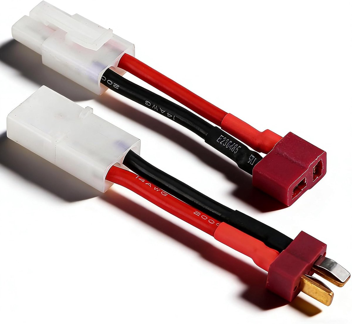 2 Stks RC T Plug Vrouw en Man aan Mannelijke en Vrouwelijke Adapterkabel, Siliconen Kabeldraadadapter, 14 Awg Draad RC Auto -accessoire